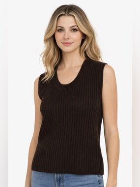 Vintage 70s JCPenney Towncraft Brown Sweater Vest Knit Minimalist Preppy Medium